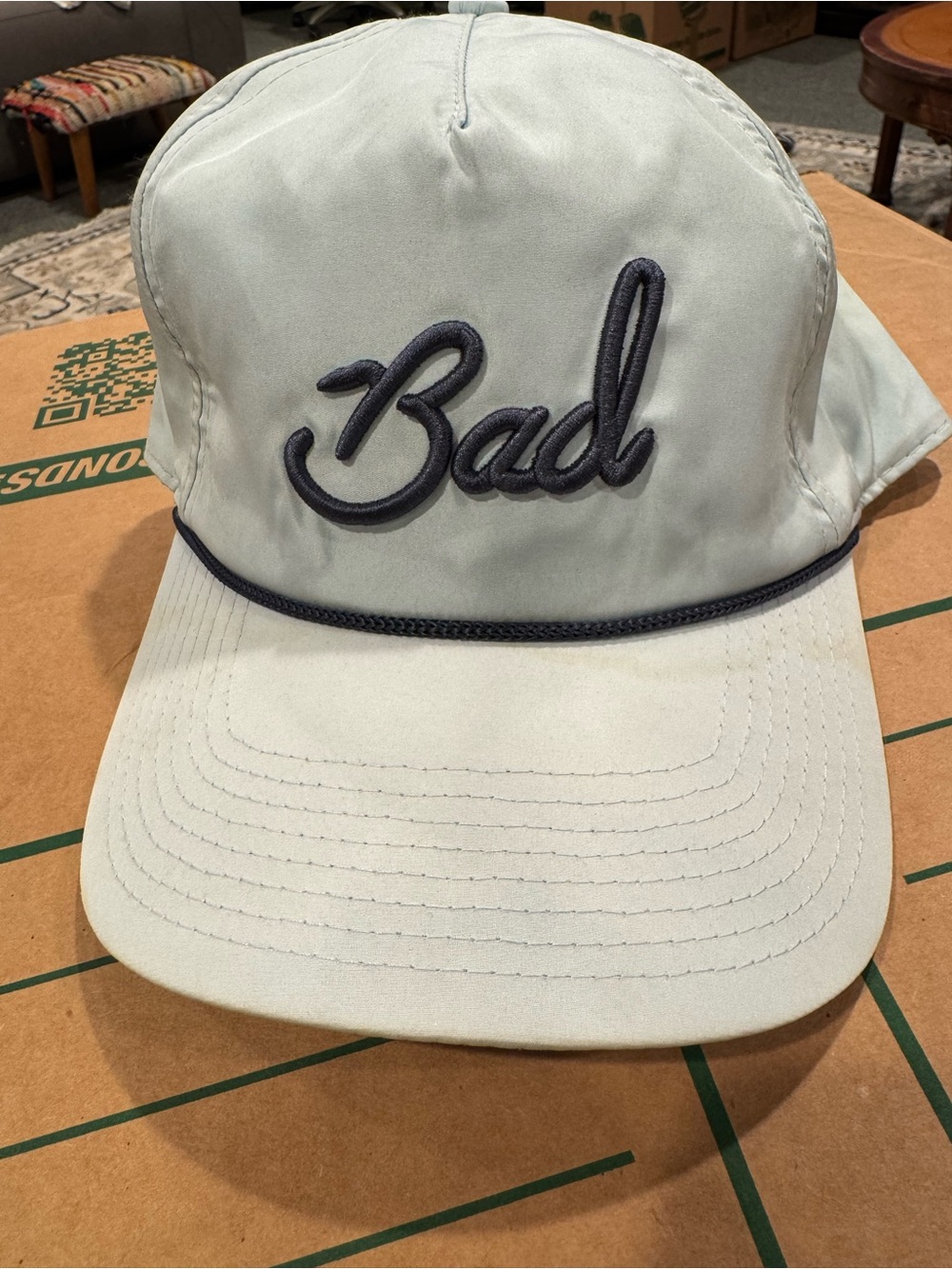Bad Birdie Light Gray Script Rope Baseball Cap